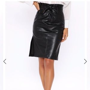 Never Enough Faux Leather Midi Skirt - Black